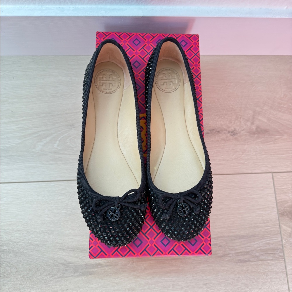 Tory Burch Chelsea Black Studded Flats